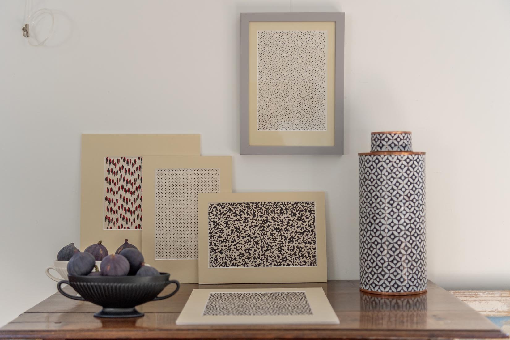 Cloisonné tea box tall eye black and white geometric by Fabienne Jouvin - Natalia Willmott