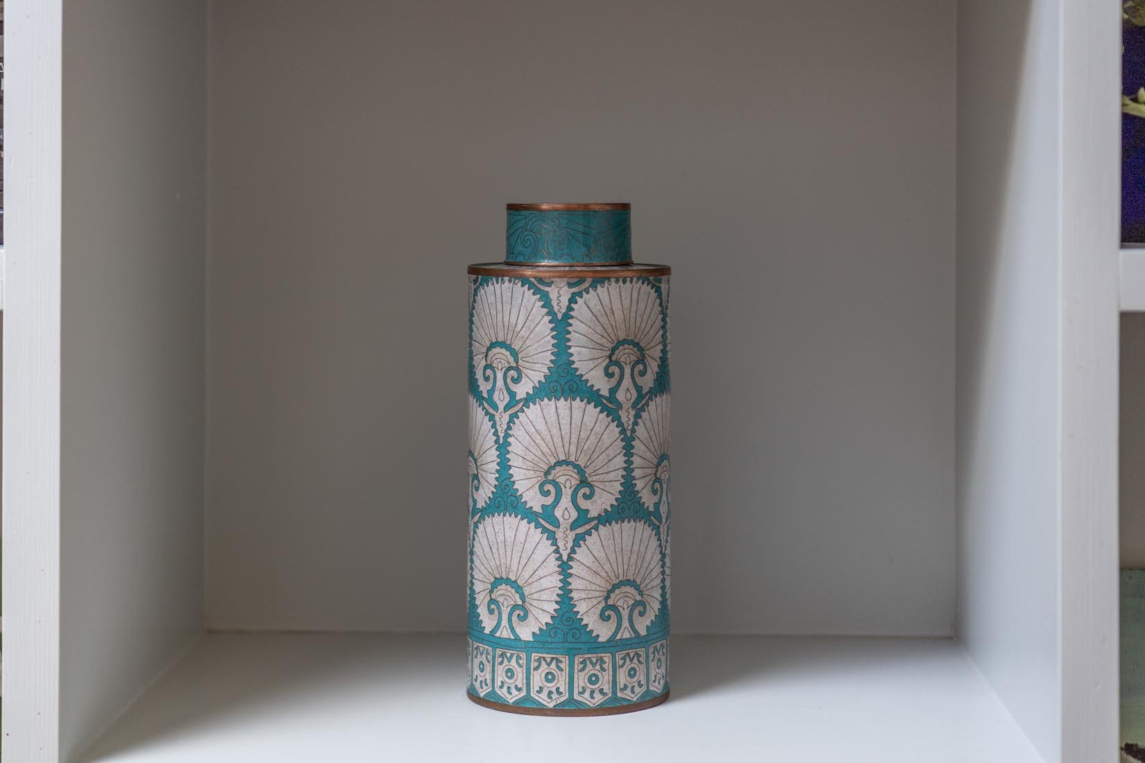 Cloisonné tea box tall eye Turquoise Turkmen by Fabienne Jouvin - Natalia Willmott