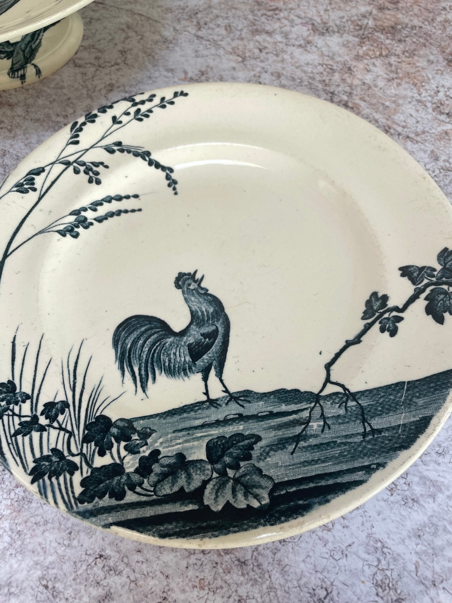 Cockerel / coq gaulois Longwy Japonais transferware plate - Natalia Willmott