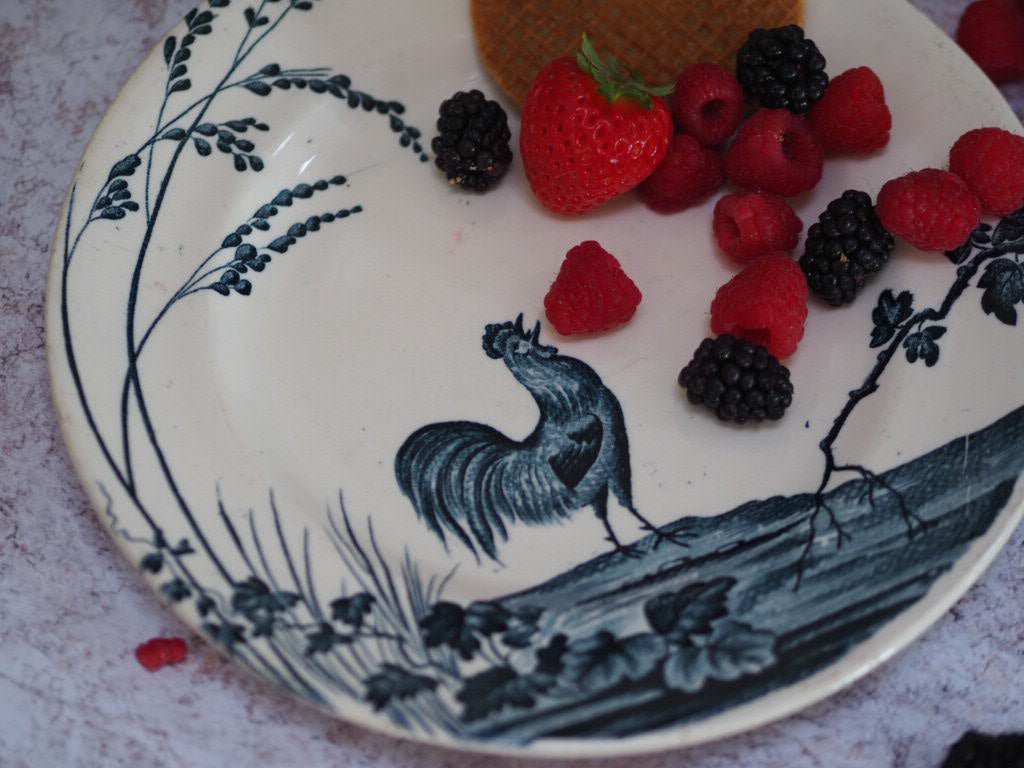 Cockerel / coq gaulois Longwy Japonais transferware plate - Natalia Willmott