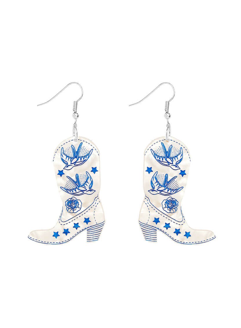 Cowboy Boot Earrings - Cream Pearl - Natalia Willmott