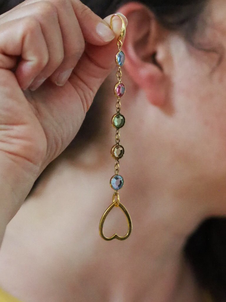 Crystal earrings and necklace pastel hearts - Natalia Willmott