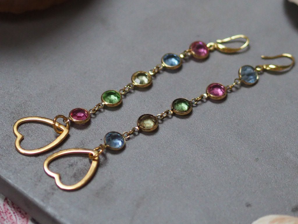 Crystal earrings and necklace pastel hearts - Natalia Willmott