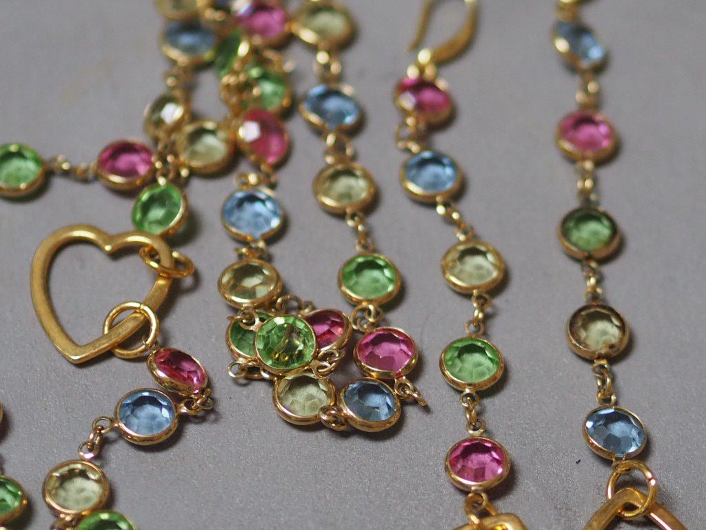 Crystal earrings and necklace pastel hearts - Natalia Willmott