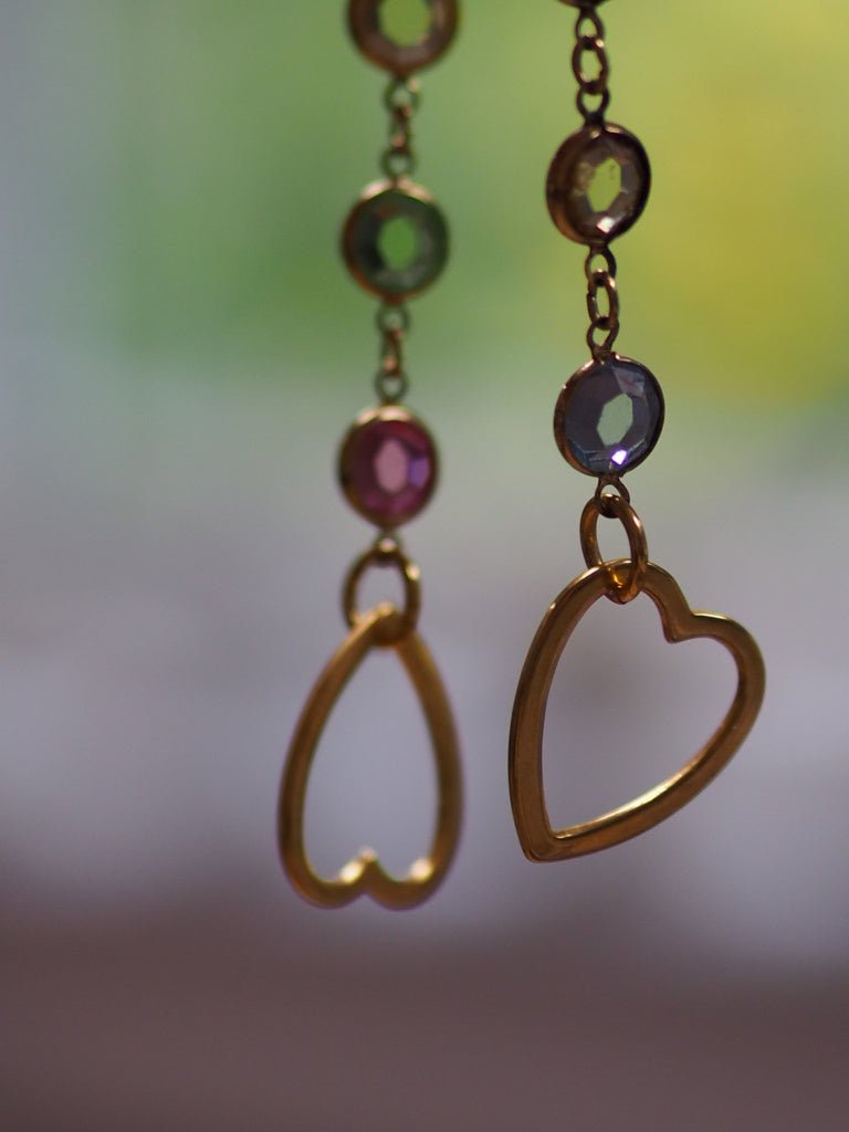 Crystal earrings and necklace pastel hearts - Natalia Willmott