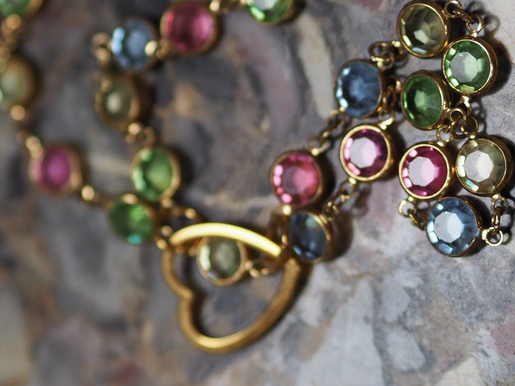 Crystal earrings and necklace pastel hearts - Natalia Willmott