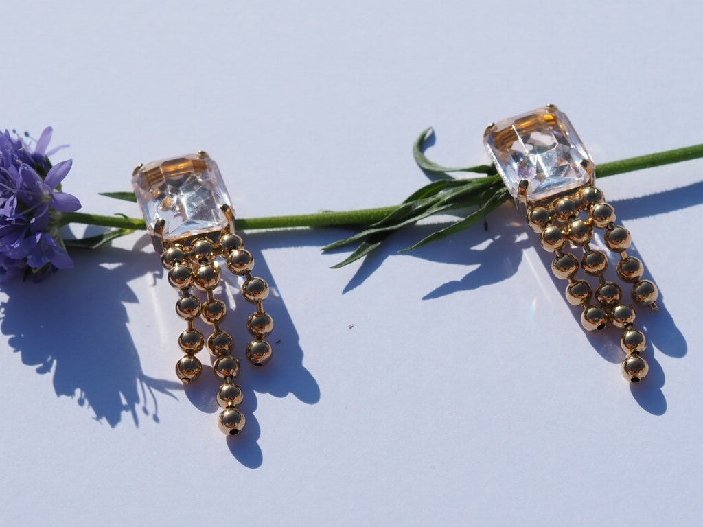 Dangly crystal clip on earrings - Natalia Willmott