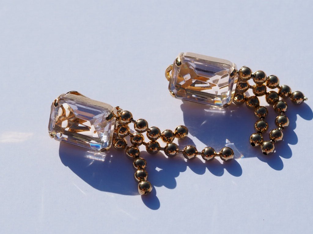 Dangly crystal clip on earrings - Natalia Willmott