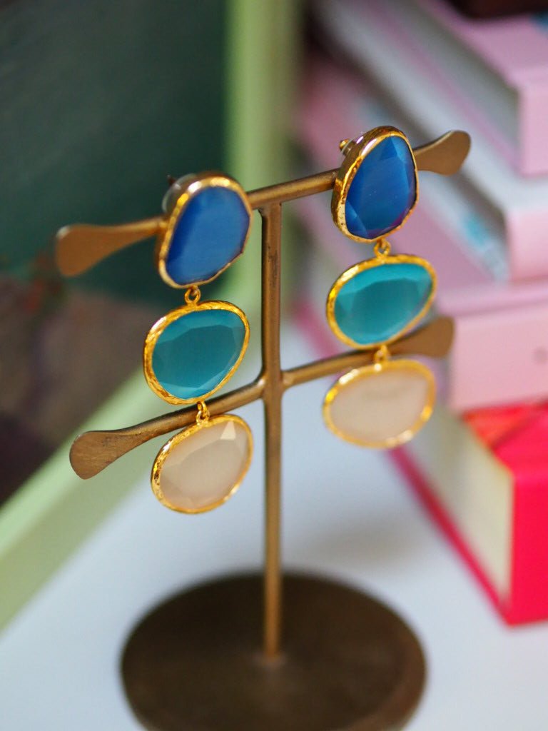 Double cat's eye drop earrings - Natalia Willmott