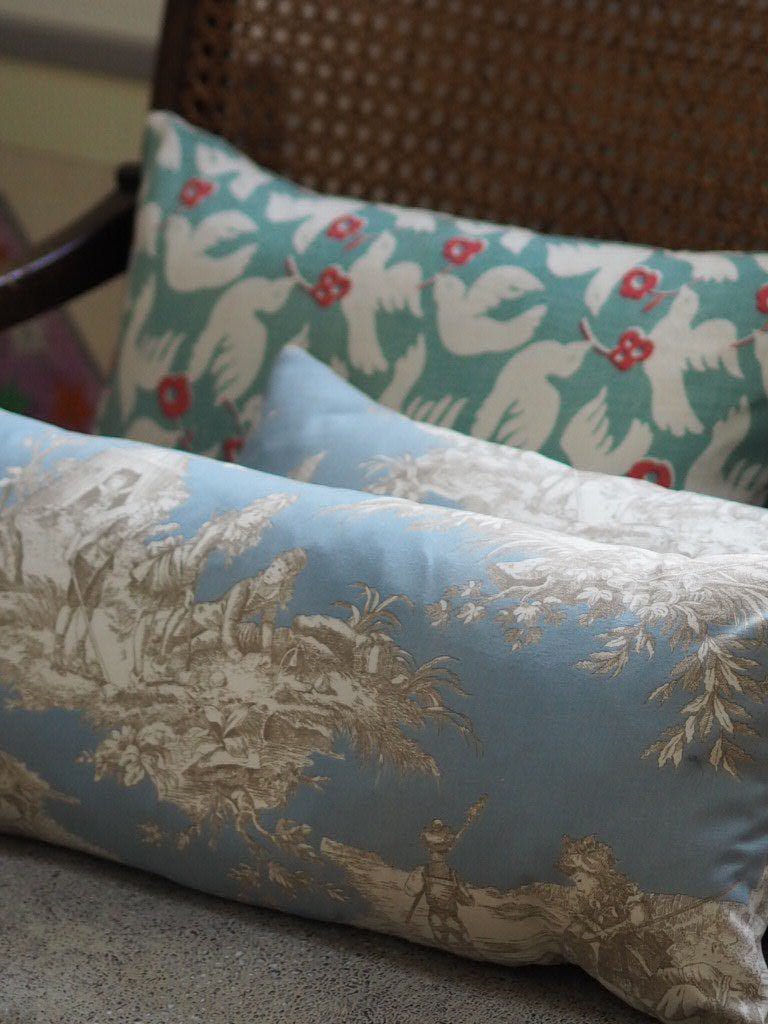 Doves cushion with Rapture & Wright fabric - Natalia Willmott