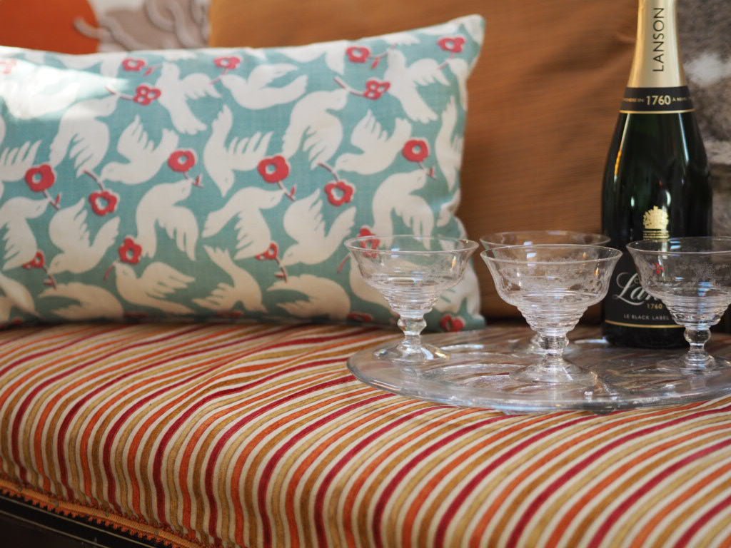 Doves cushion with Rapture & Wright fabric - Natalia Willmott