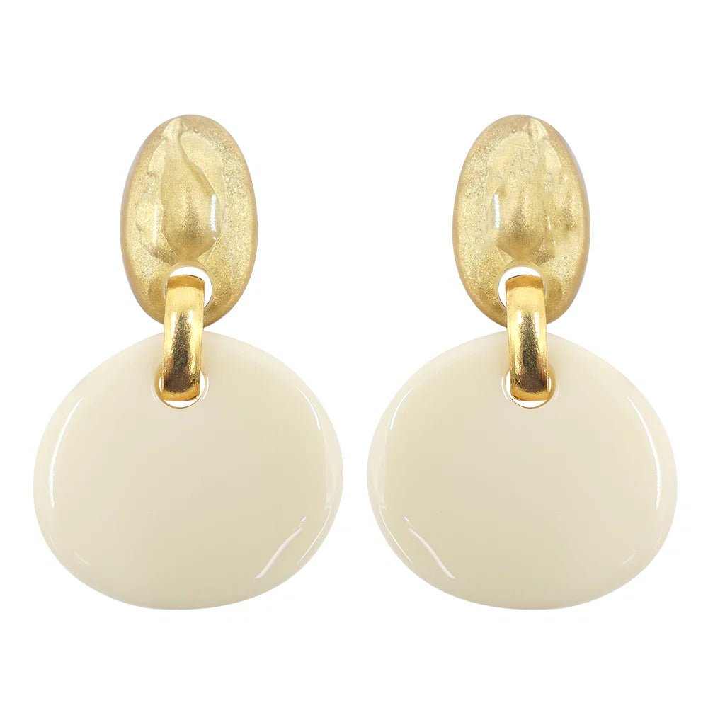 Drop earrings "Claire" gold and cream by Dominique Denaive - Natalia Willmott