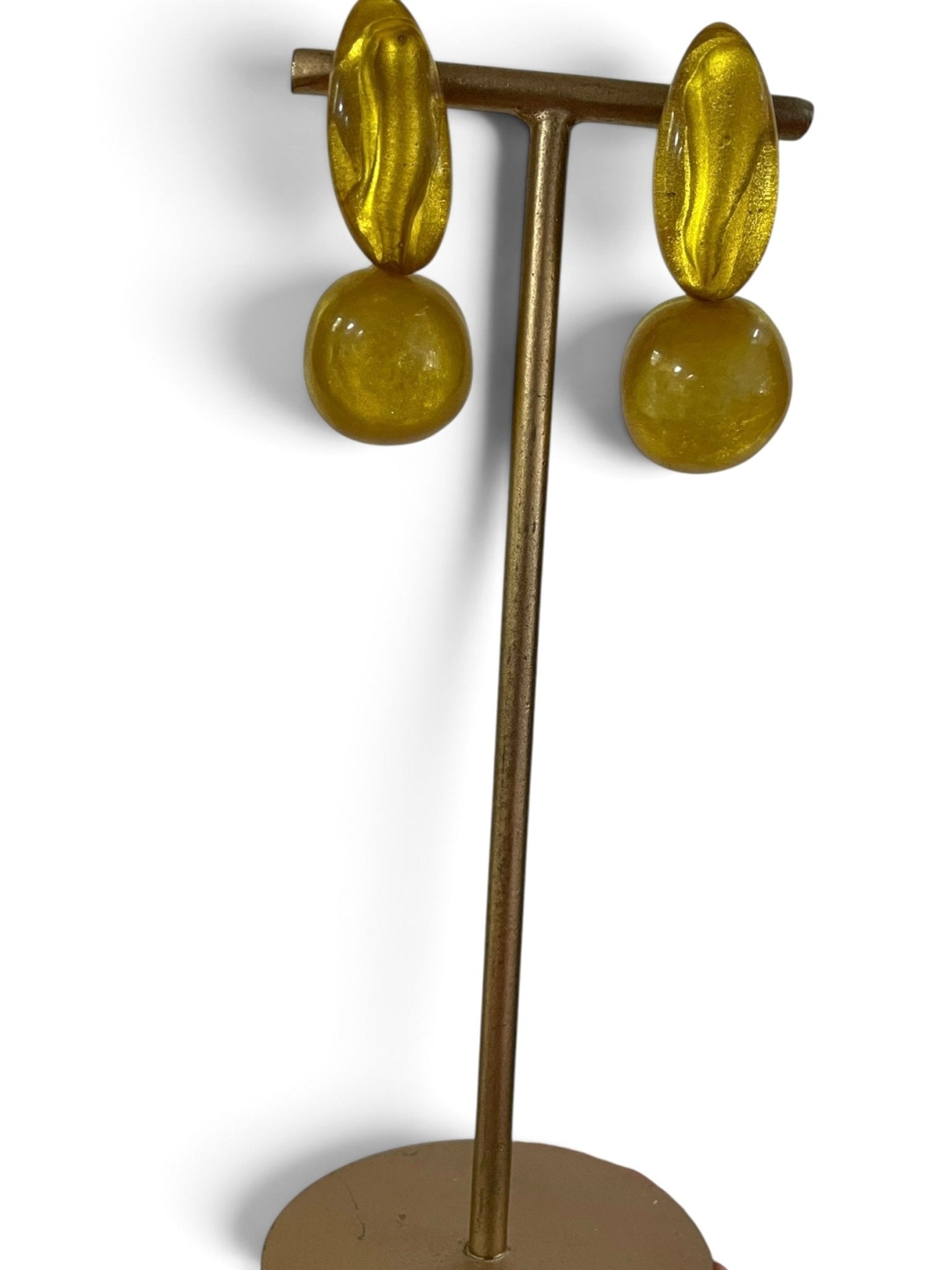Drop earrings "Clementina" light of the sun yellow by Dominique Denaive - Natalia Willmott