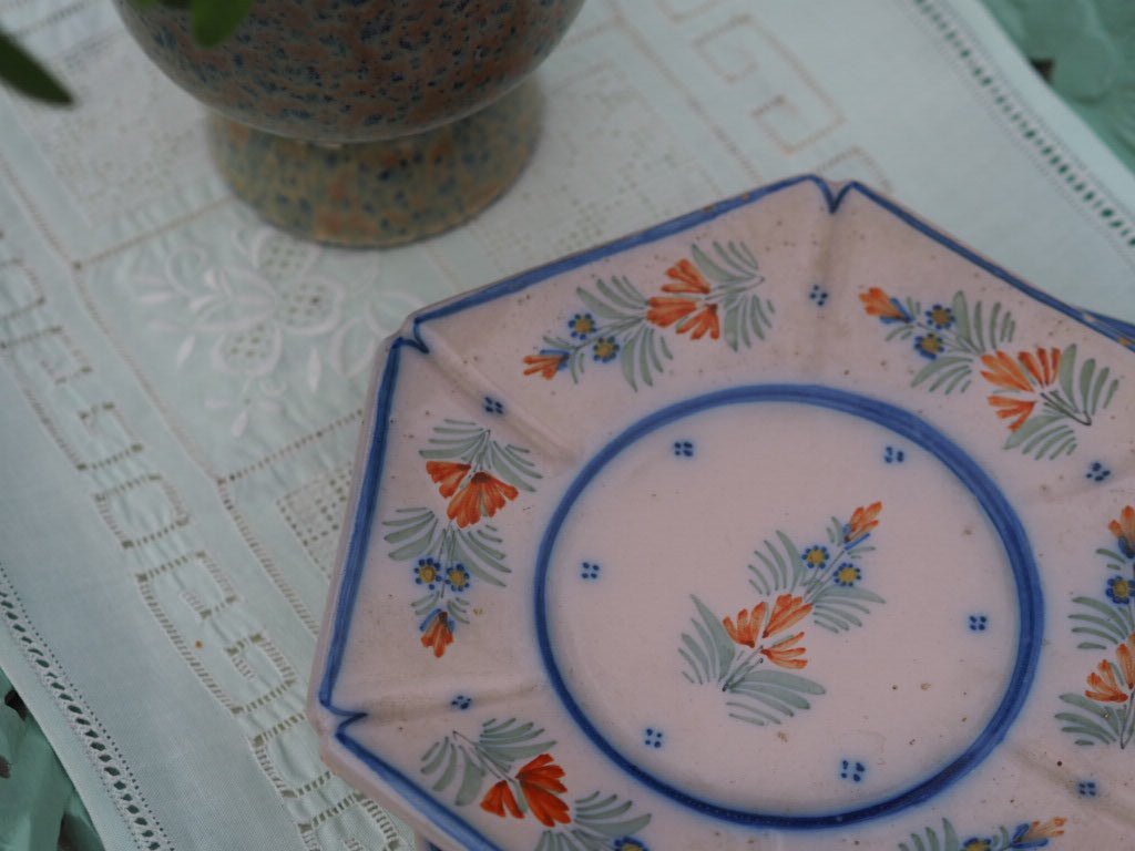 Early Quimper Hexagonal Saucers by Henriot Quimper - Natalia Willmott