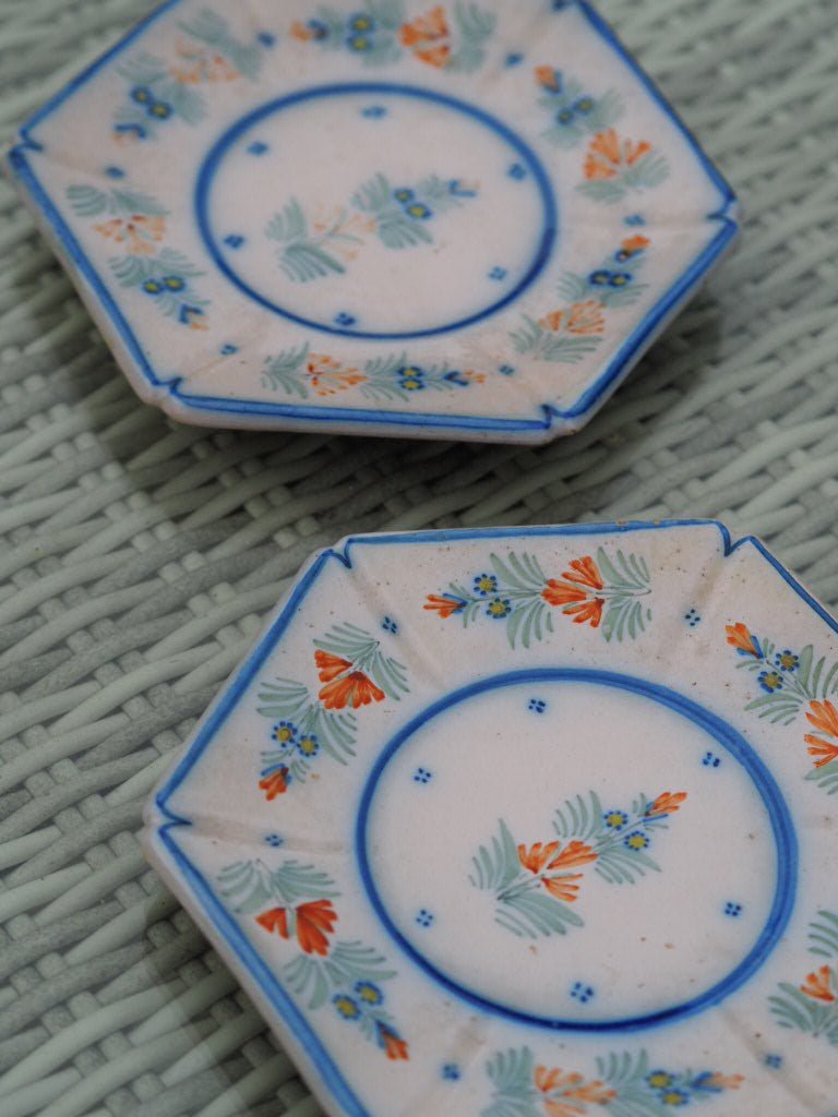Early Quimper Hexagonal Saucers by Henriot Quimper - Natalia Willmott