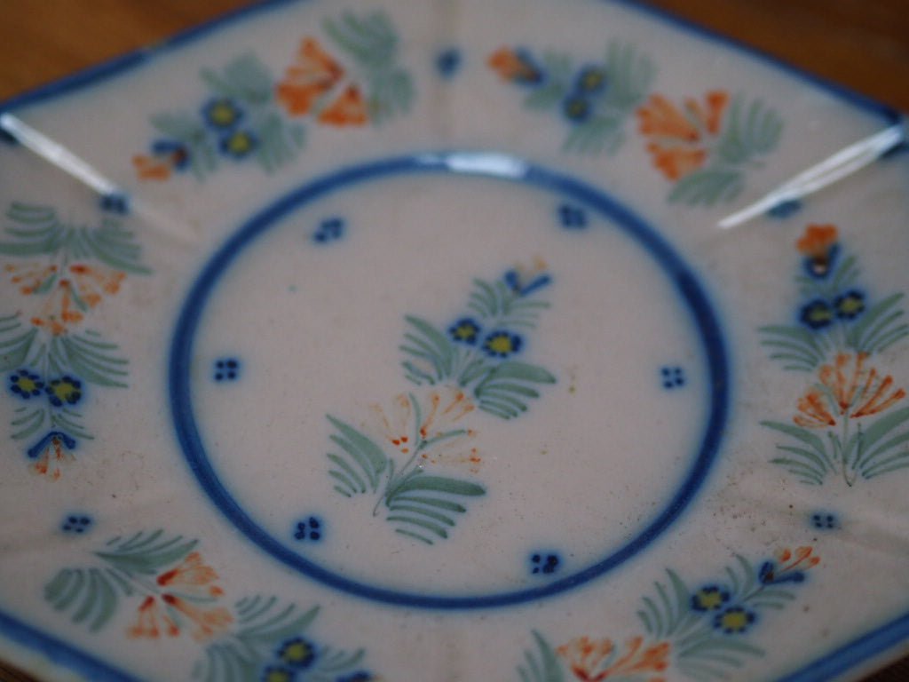 Early Quimper Hexagonal Saucers by Henriot Quimper - Natalia Willmott