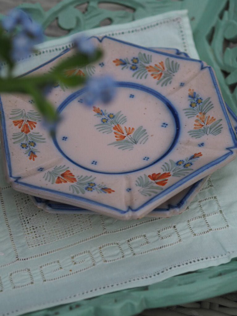 Early Quimper Hexagonal Saucers by Henriot Quimper - Natalia Willmott