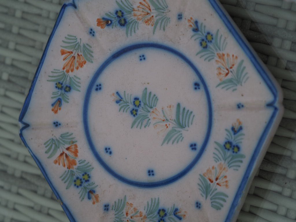 Early Quimper Hexagonal Saucers by Henriot Quimper - Natalia Willmott