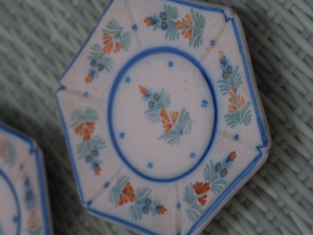 Early Quimper Hexagonal Saucers by Henriot Quimper - Natalia Willmott