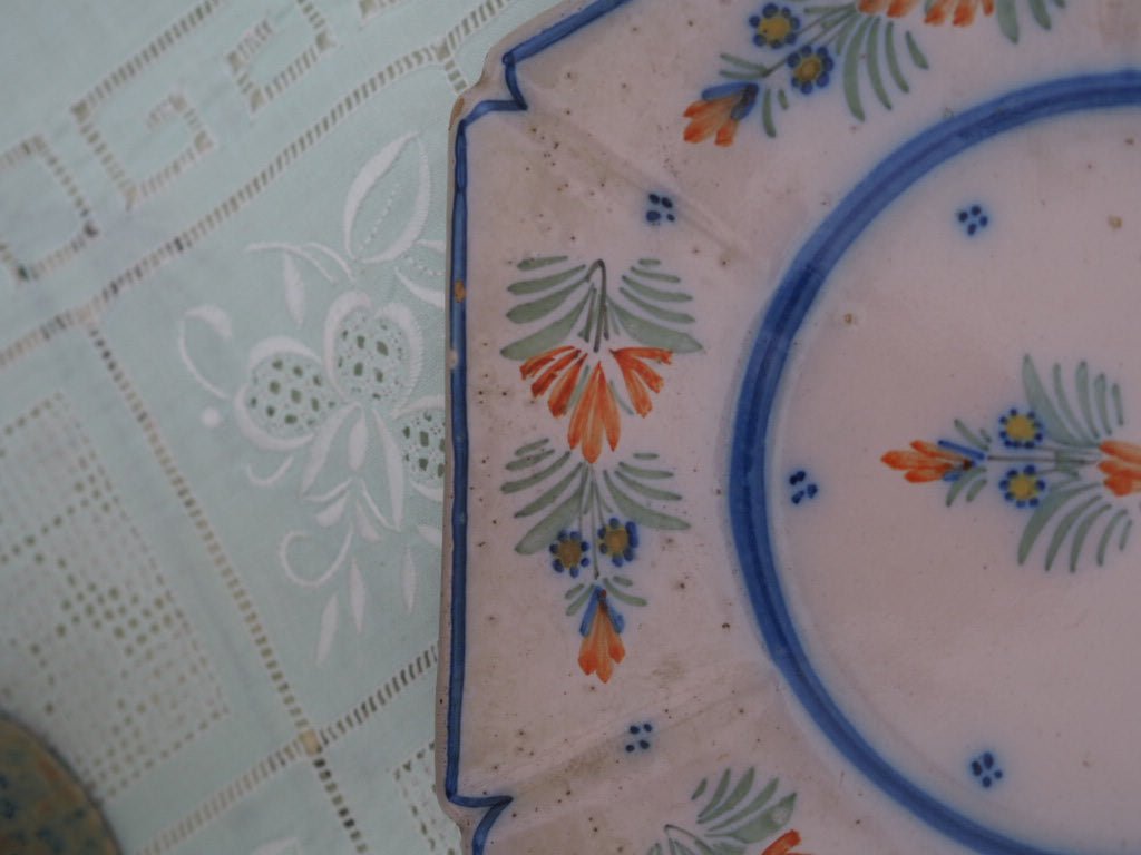 Early Quimper Hexagonal Saucers by Henriot Quimper - Natalia Willmott