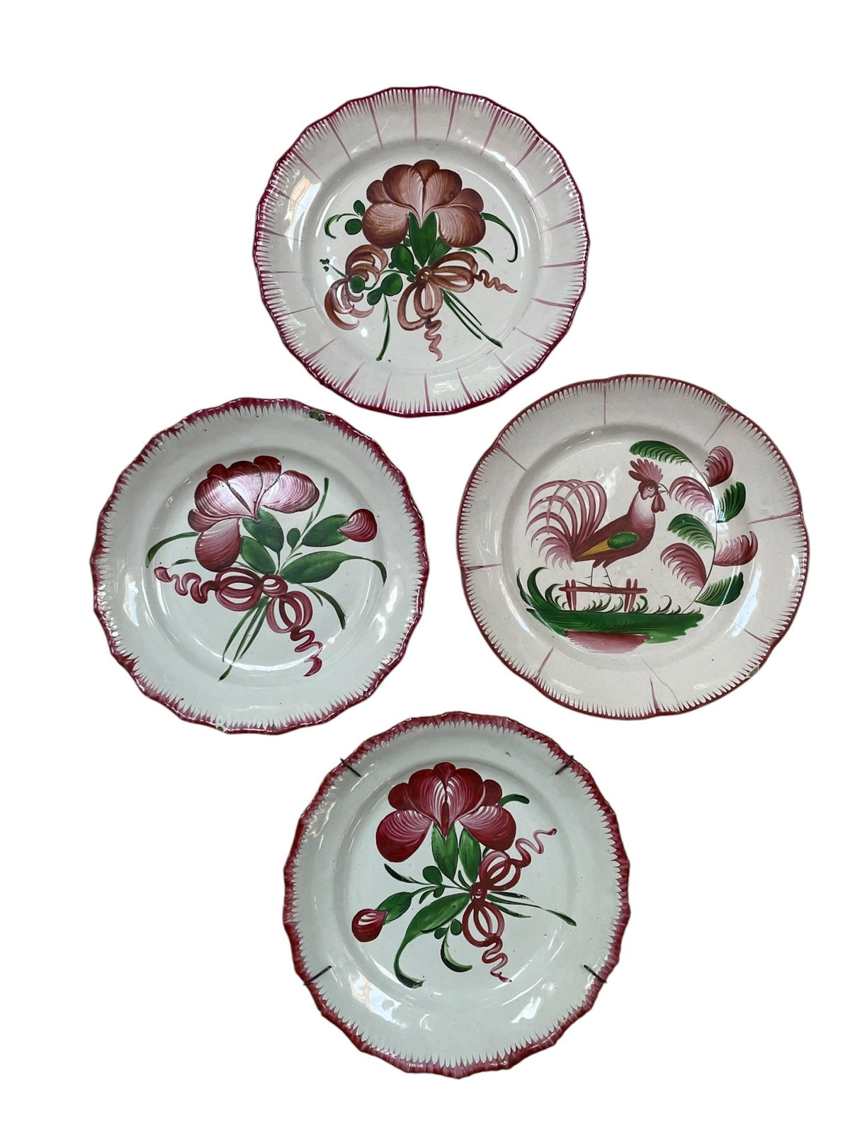 Elegant Faience Les Islettes plate with flowers or coq - Natalia Willmott