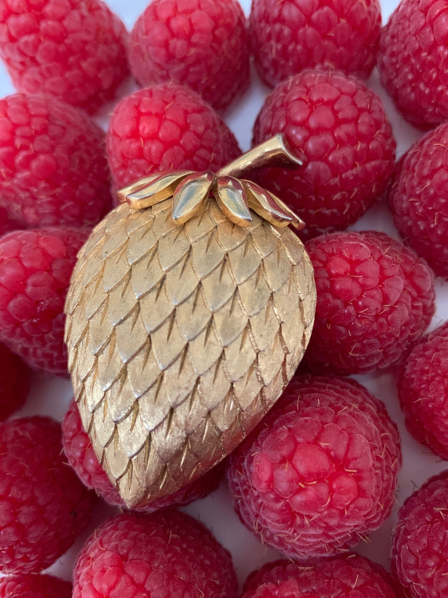 Gold Trifari strawberry brooch pin - Natalia Willmott