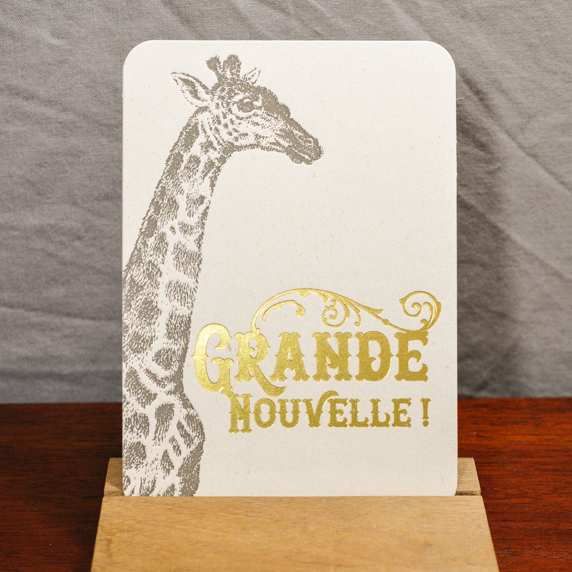 "Grande nouvelle" giraffe luxury letterpress card - Natalia Willmott