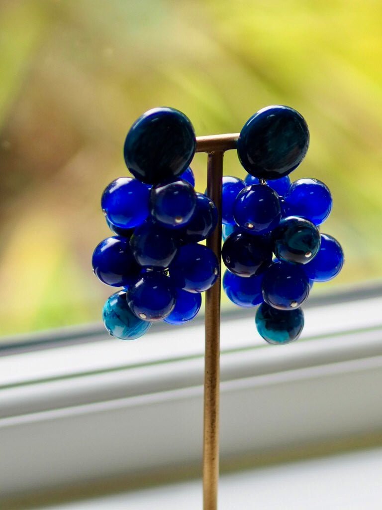 Grappe indigo and turquoise clip on earrings - Natalia Willmott