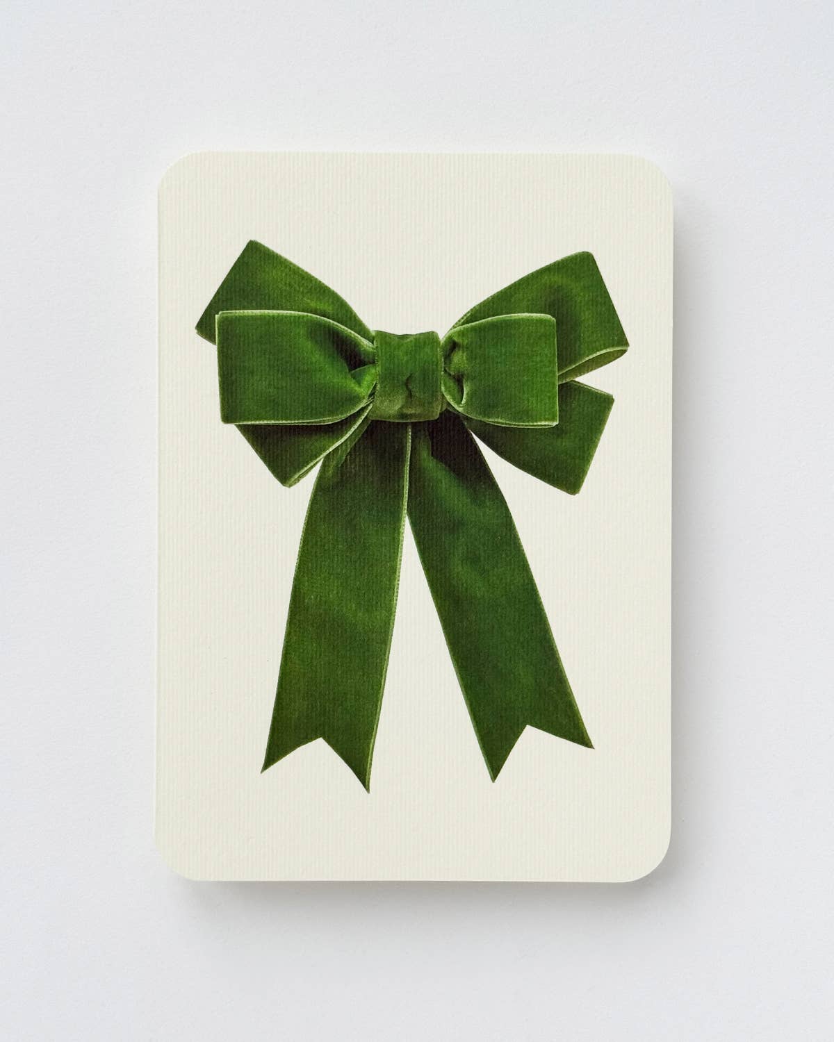 Green Velvet Bow Greeting Card | Birthday Card - Natalia Willmott
