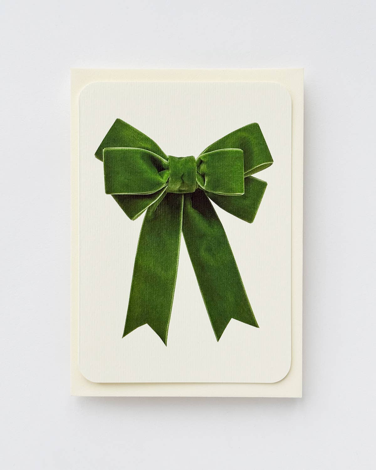 Green Velvet Bow Greeting Card | Birthday Card - Natalia Willmott
