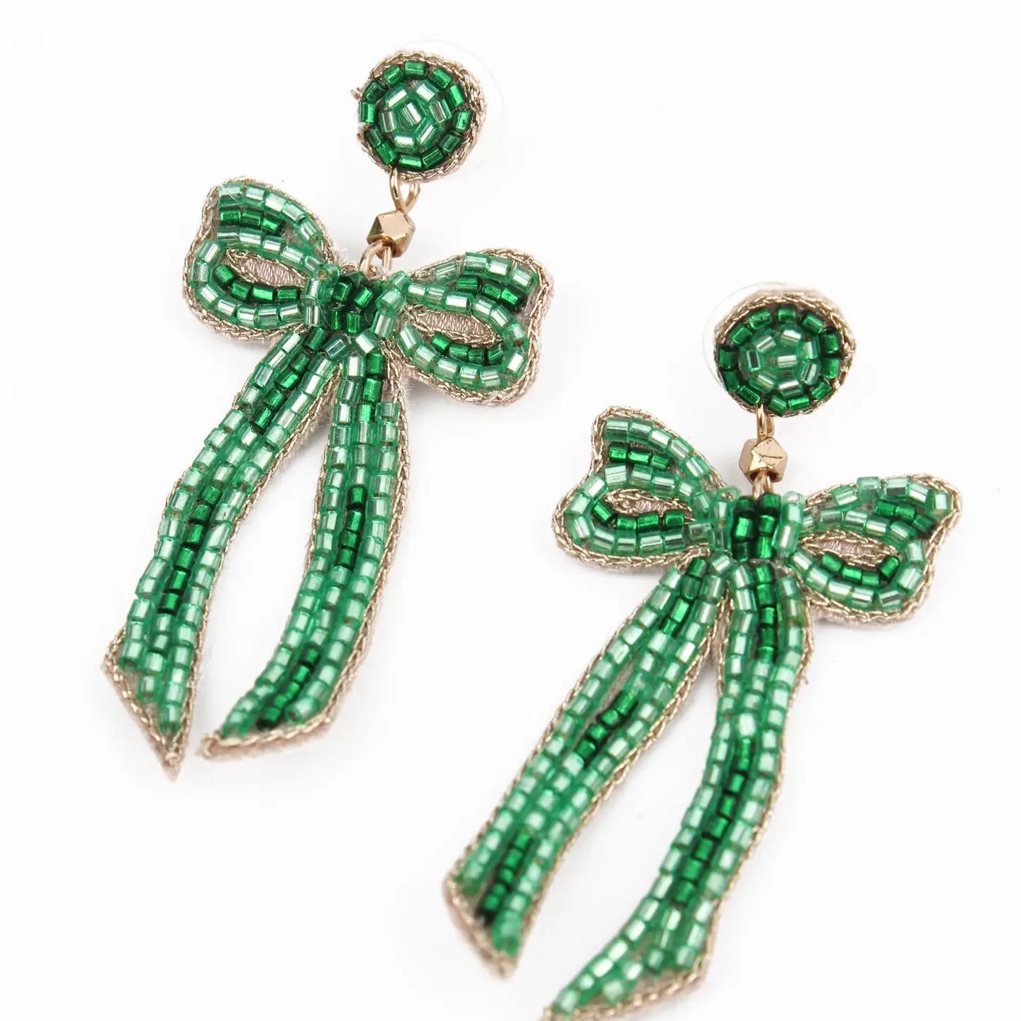 Hand beaded bow earrings - Natalia Willmott