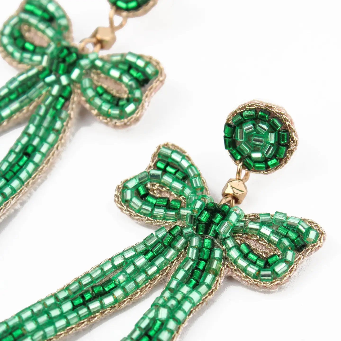 Hand beaded bow earrings - Natalia Willmott
