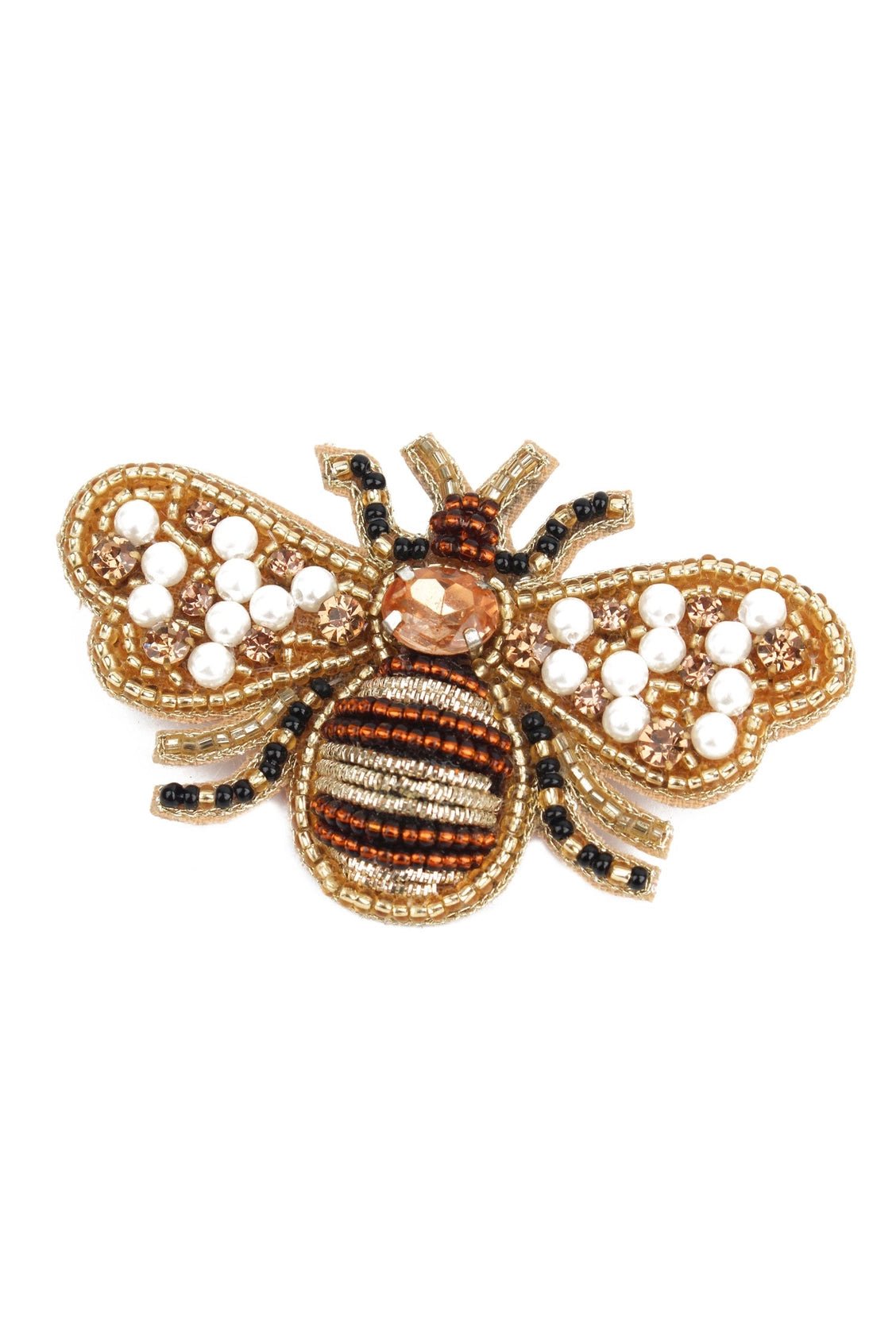 Hand beaded gold bee brooch - Natalia Willmott