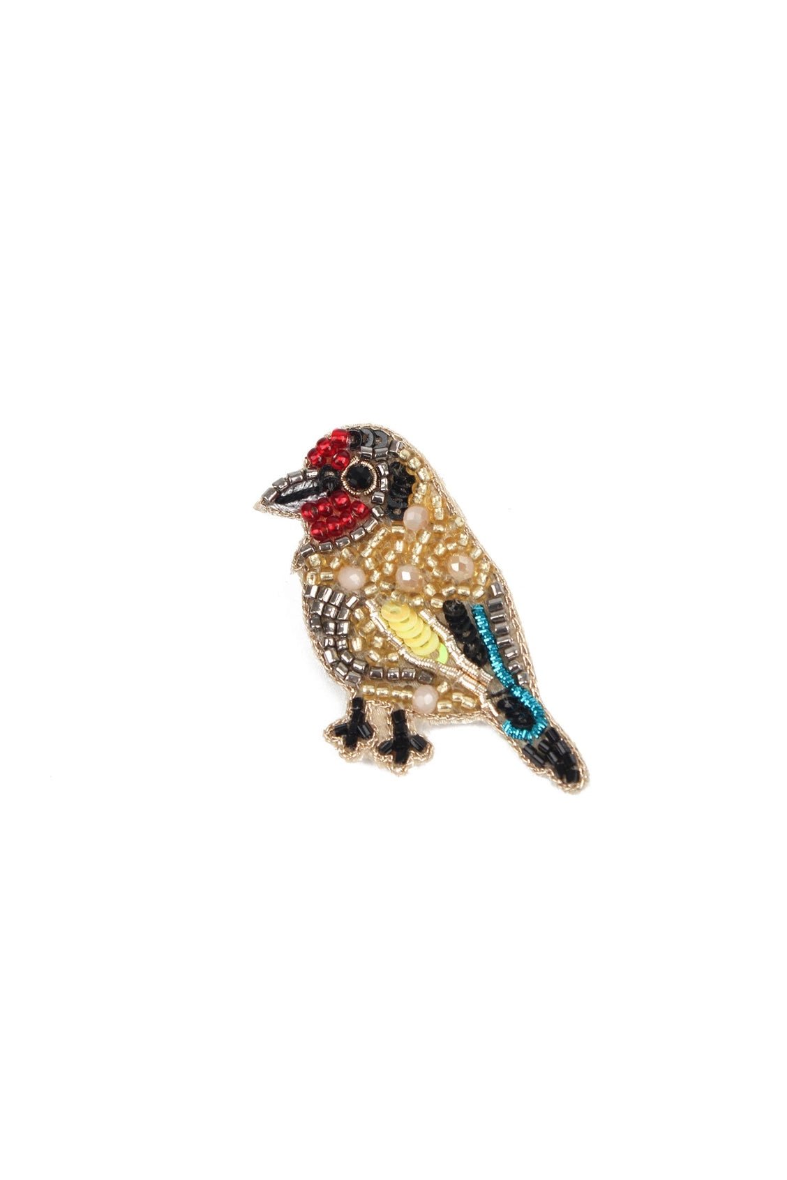 Hand beaded gold finch brooch - Natalia Willmott