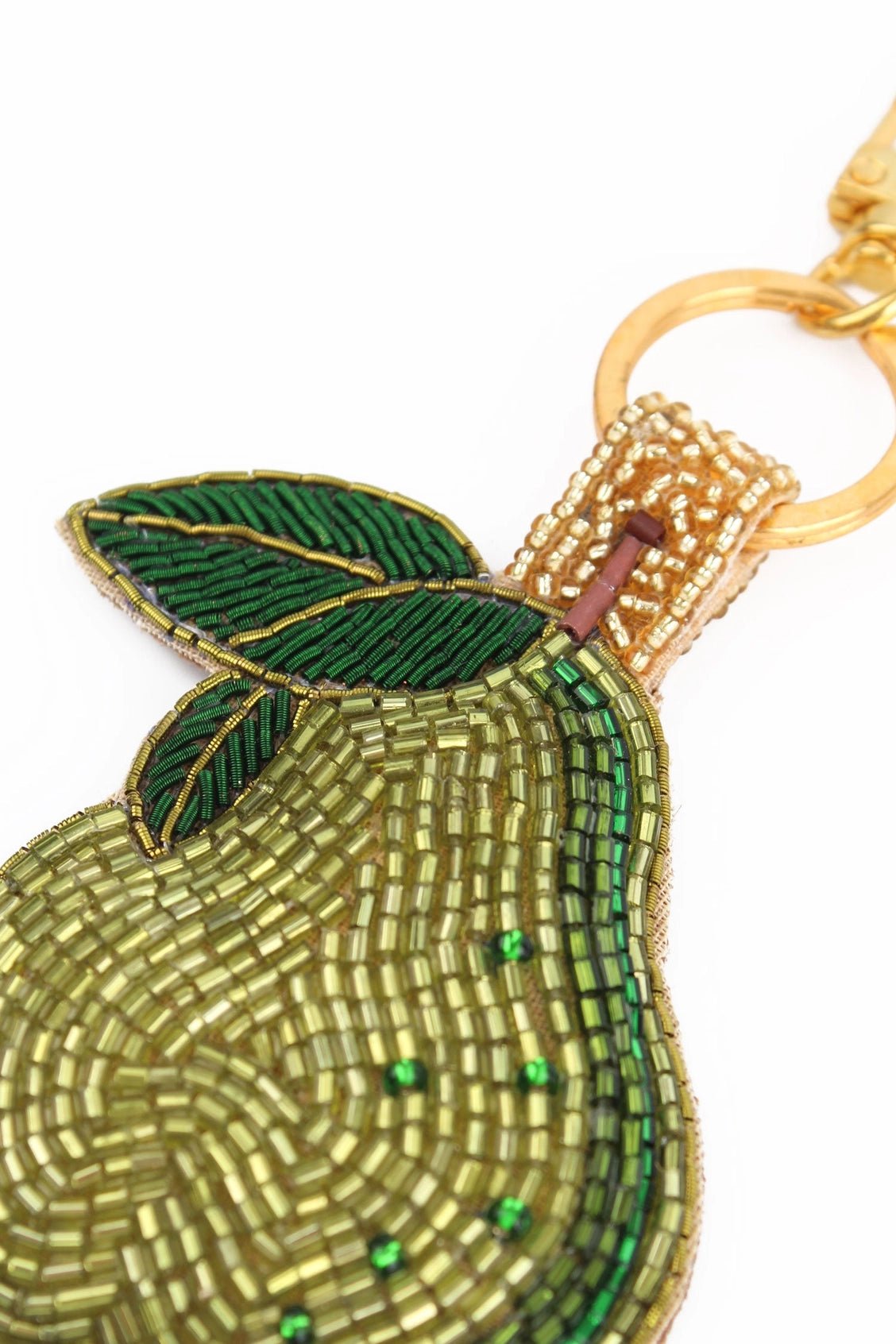 Hand beaded pear keyring or bag charm - Natalia Willmott