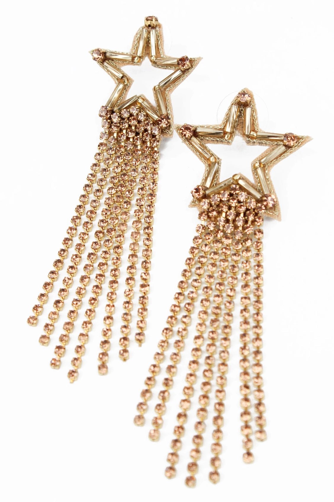 Hand beaded shooting star gold earrings - Natalia Willmott