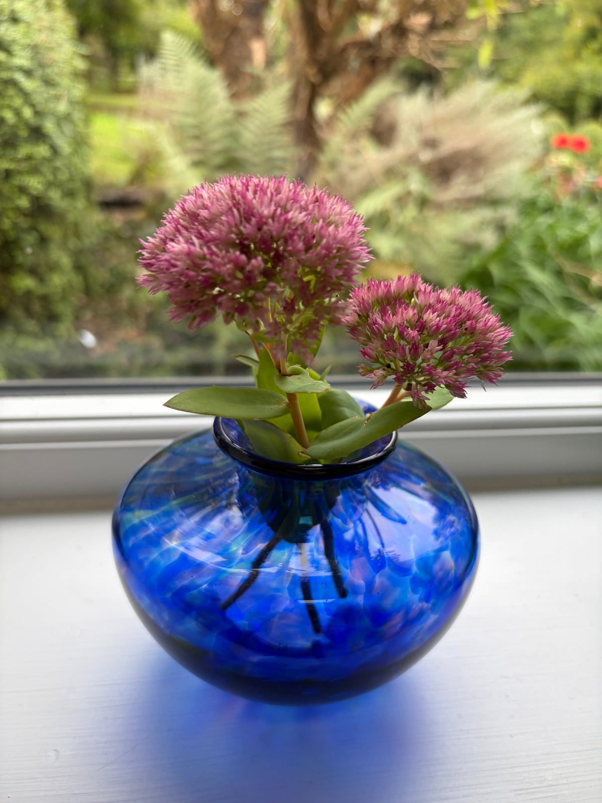 Hand blown cobalt blue glass globe vase - Natalia Willmott