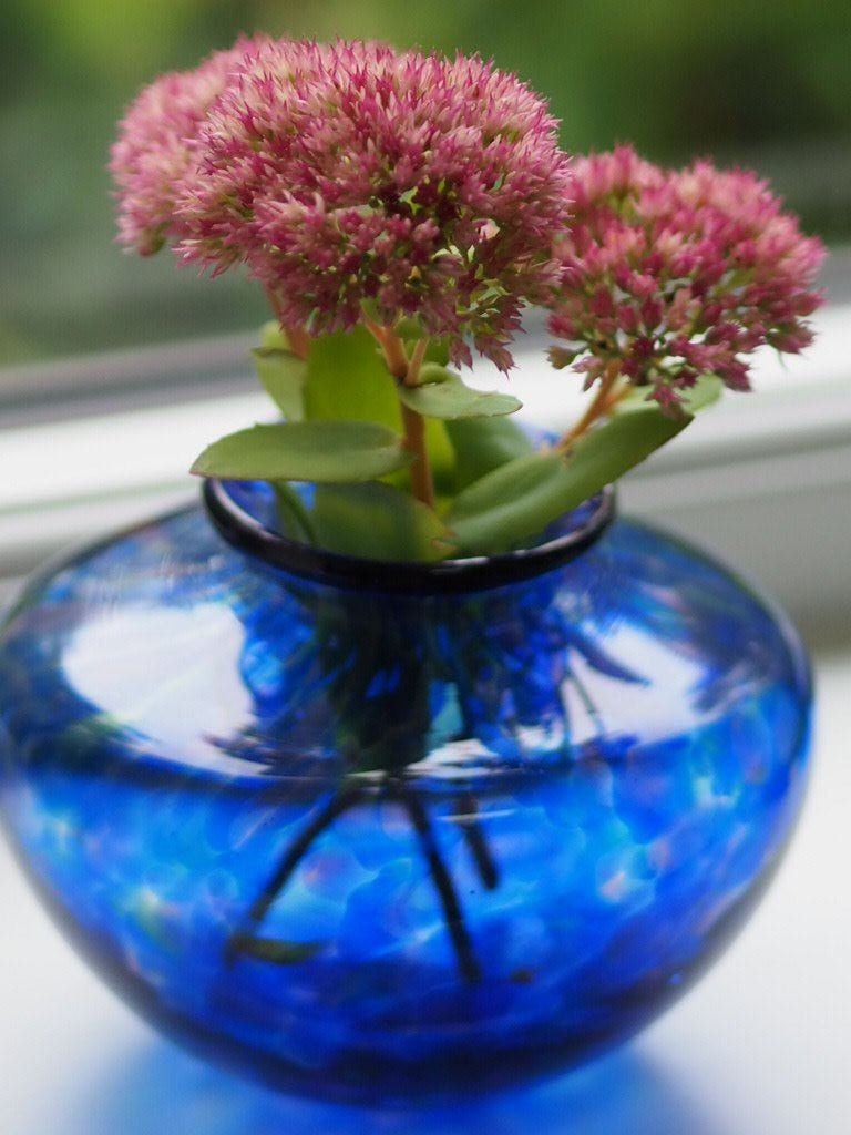 Hand blown cobalt blue glass globe vase - Natalia Willmott