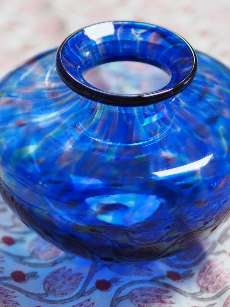 Hand blown cobalt blue glass globe vase - Natalia Willmott