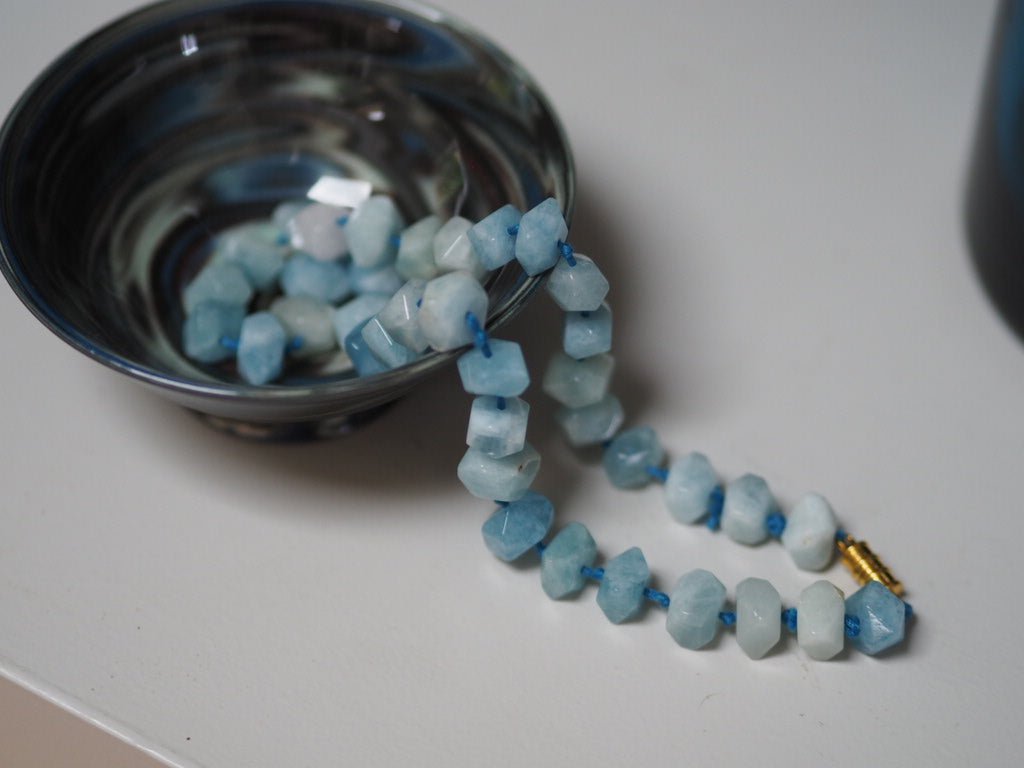 Hand-knotted gemstone blue calcite necklace - Natalia Willmott