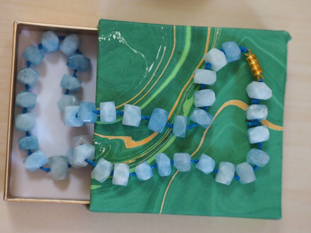 Hand-knotted gemstone blue calcite necklace - Natalia Willmott