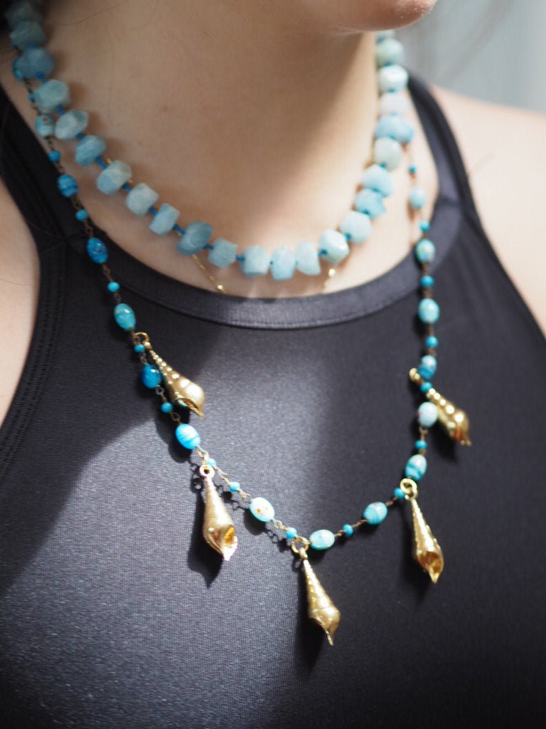 Hand made vintage glass beads and shells necklace - Natalia Willmott