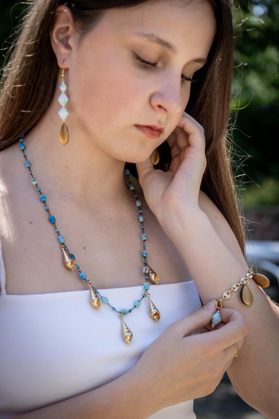 Hand made vintage glass beads and shells necklace - Natalia Willmott