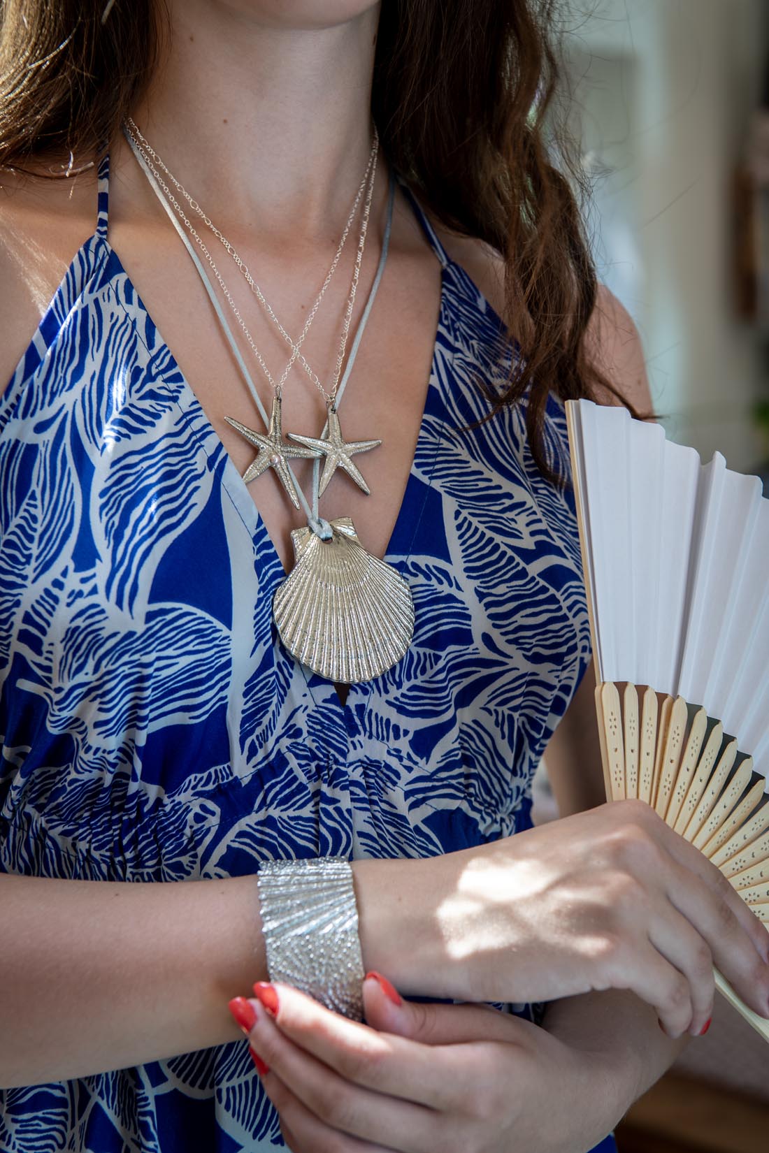 Handmade scallop shell necklace on silken cord - Natalia Willmott