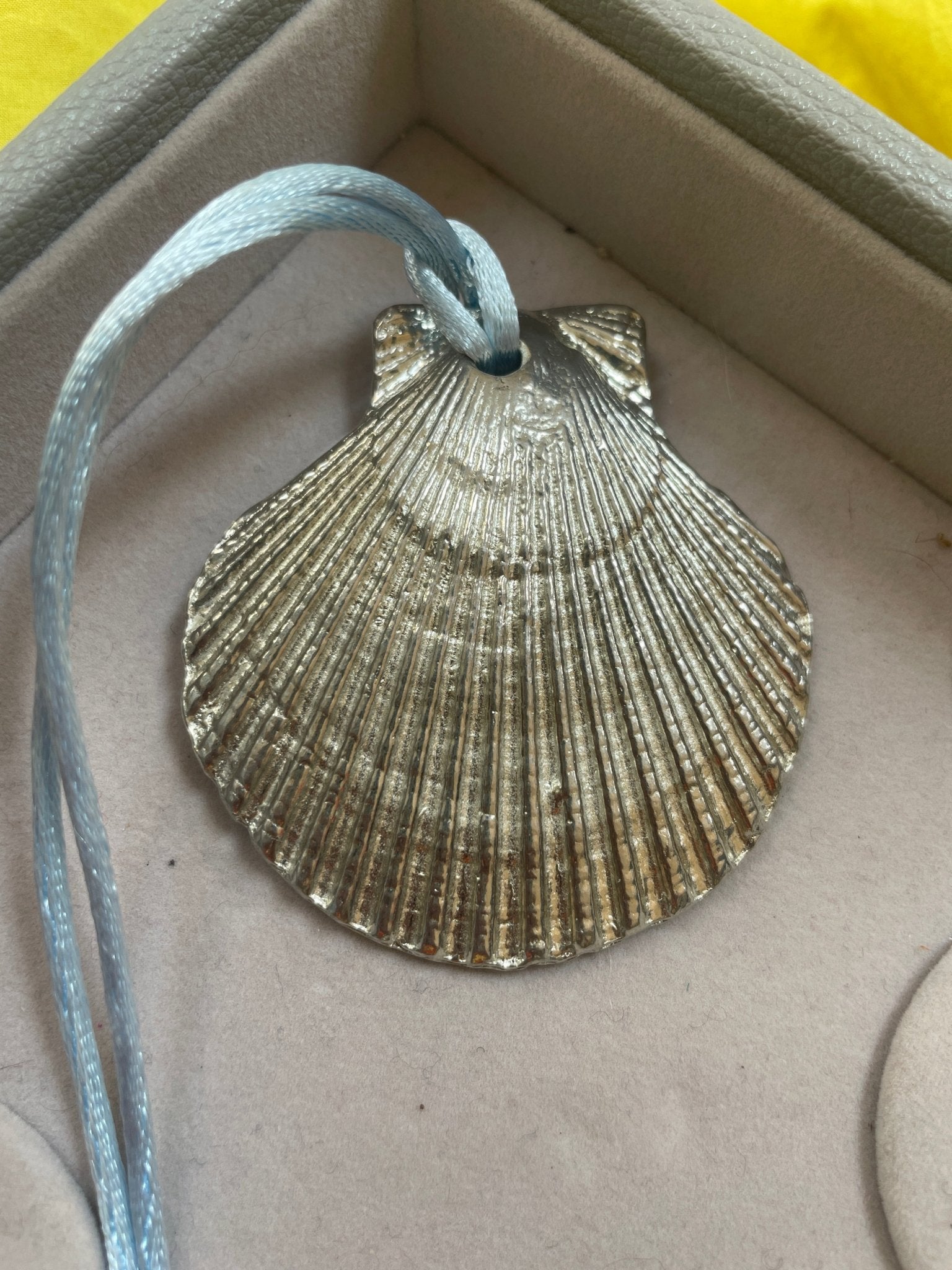 Handmade scallop shell necklace on silken cord - Natalia Willmott