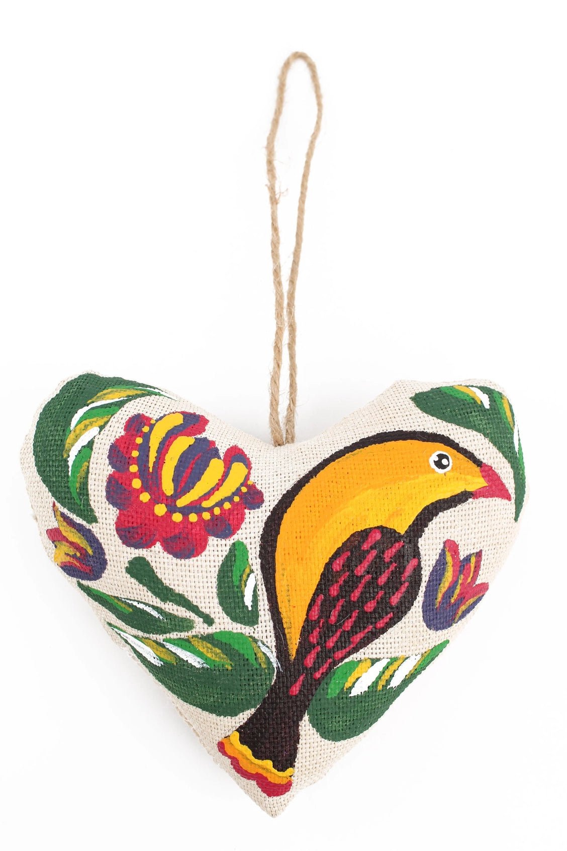 Hanging Heart hand painted Decoration with Bird - Natalia Willmott
