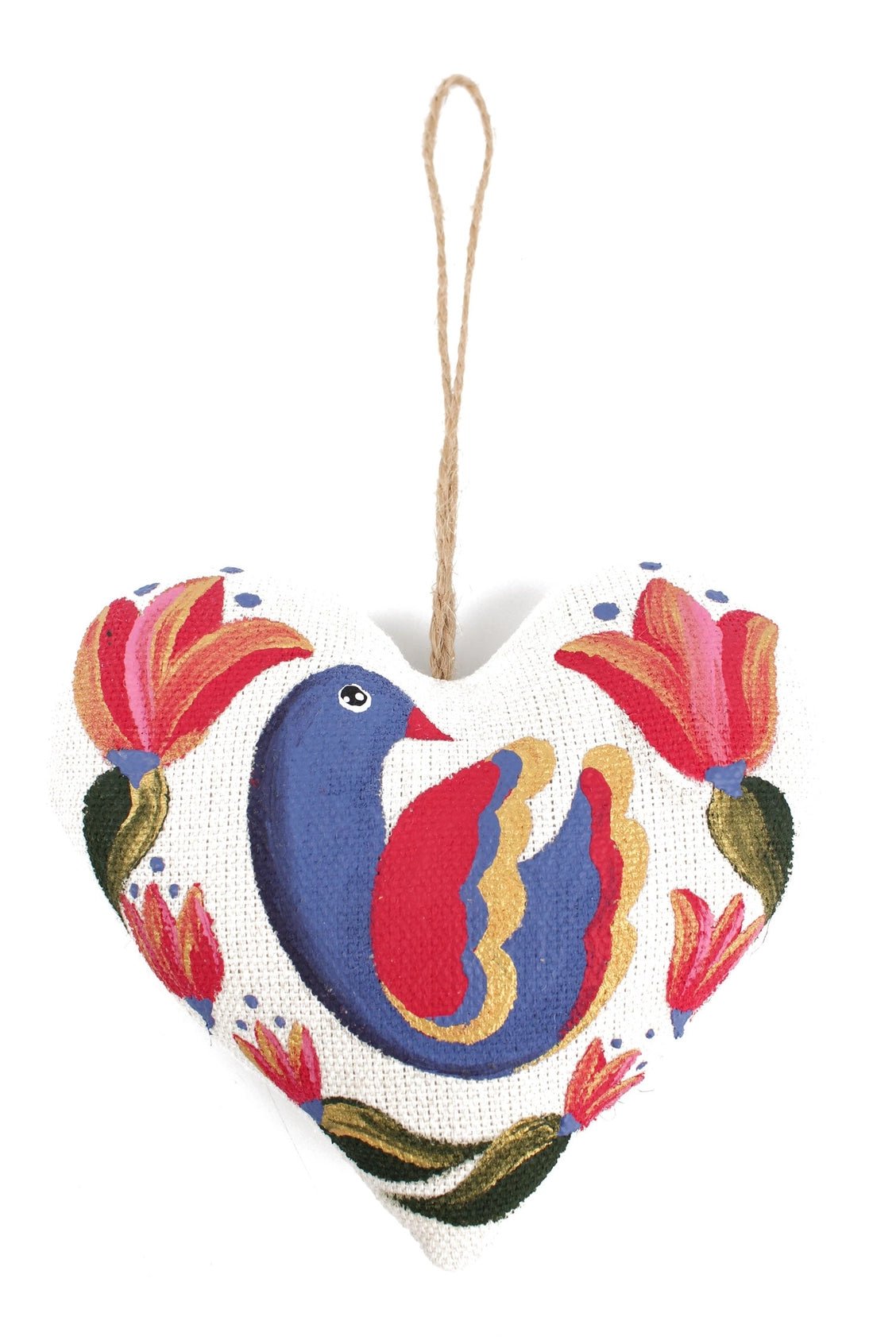 Hanging Heart hand painted Decoration with Bird - Natalia Willmott