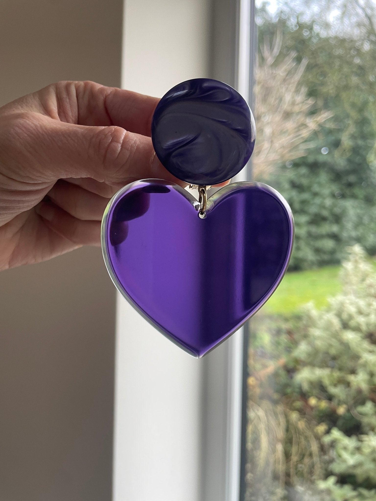 Heart purple large clip on love earrings - Natalia Willmott