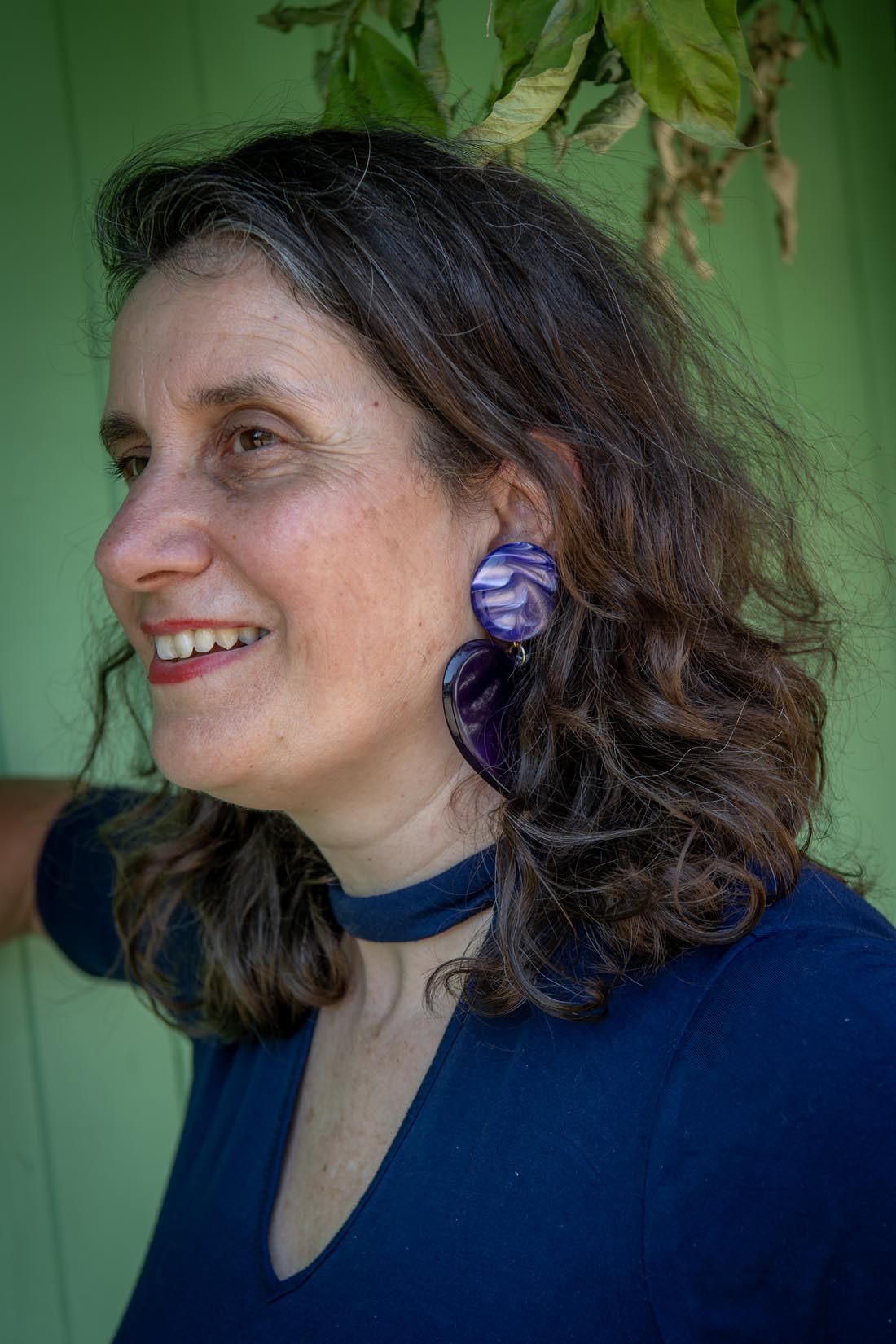 Heart purple large clip on love earrings - Natalia Willmott