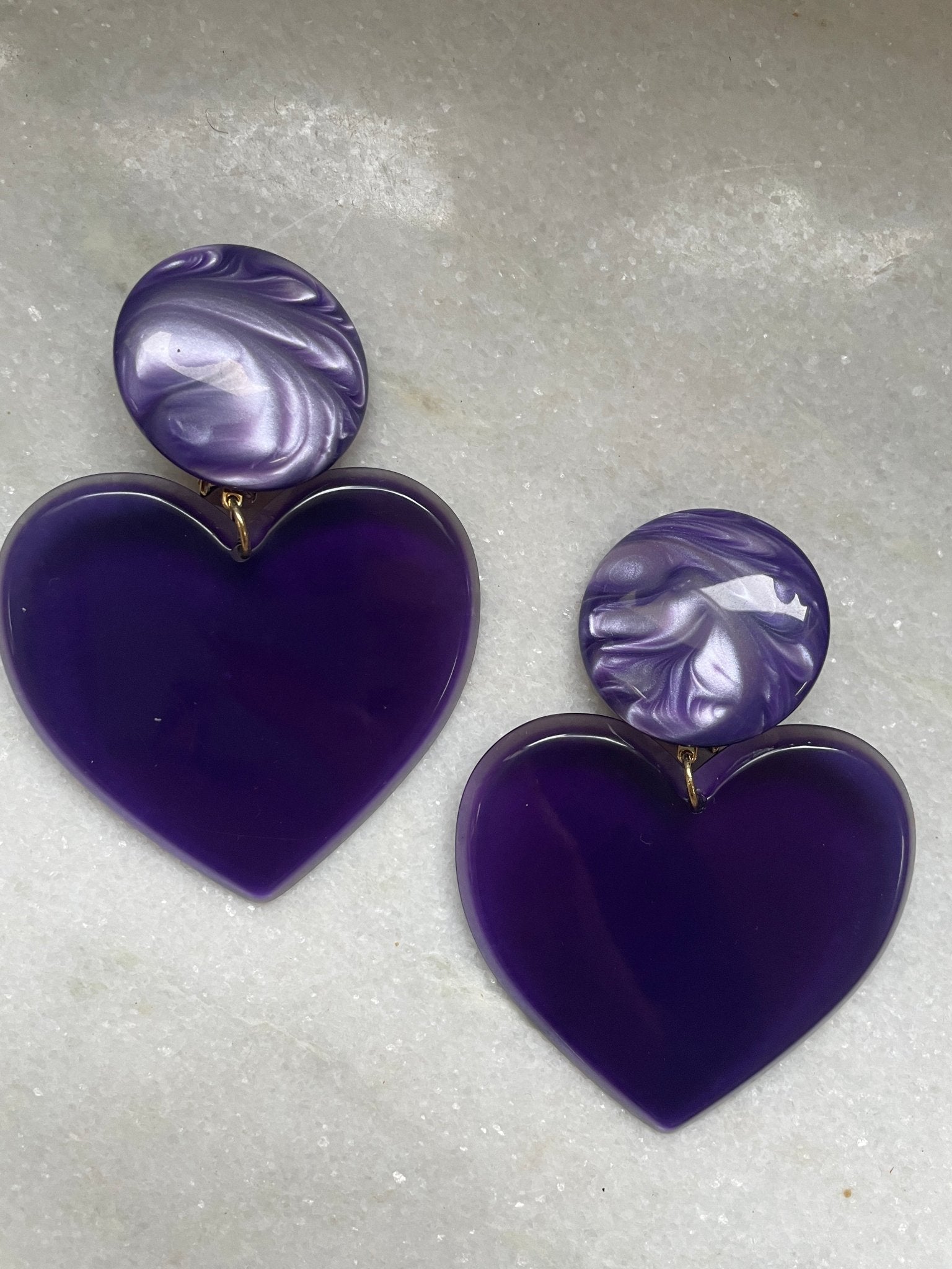 Heart purple large clip on love earrings - Natalia Willmott
